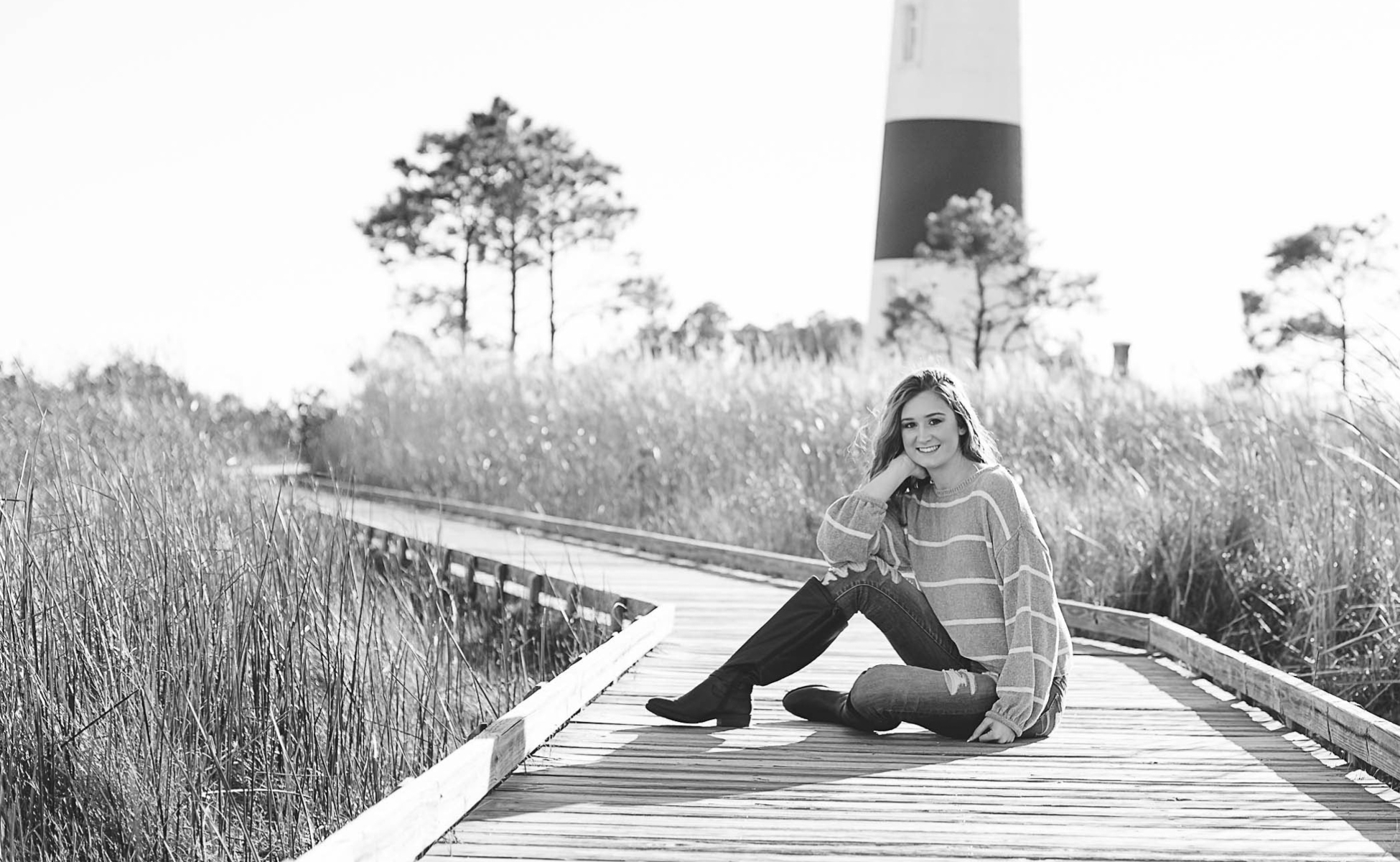 Nags Head North Carolina Senior Portraits Bodie Island Lighthouse 