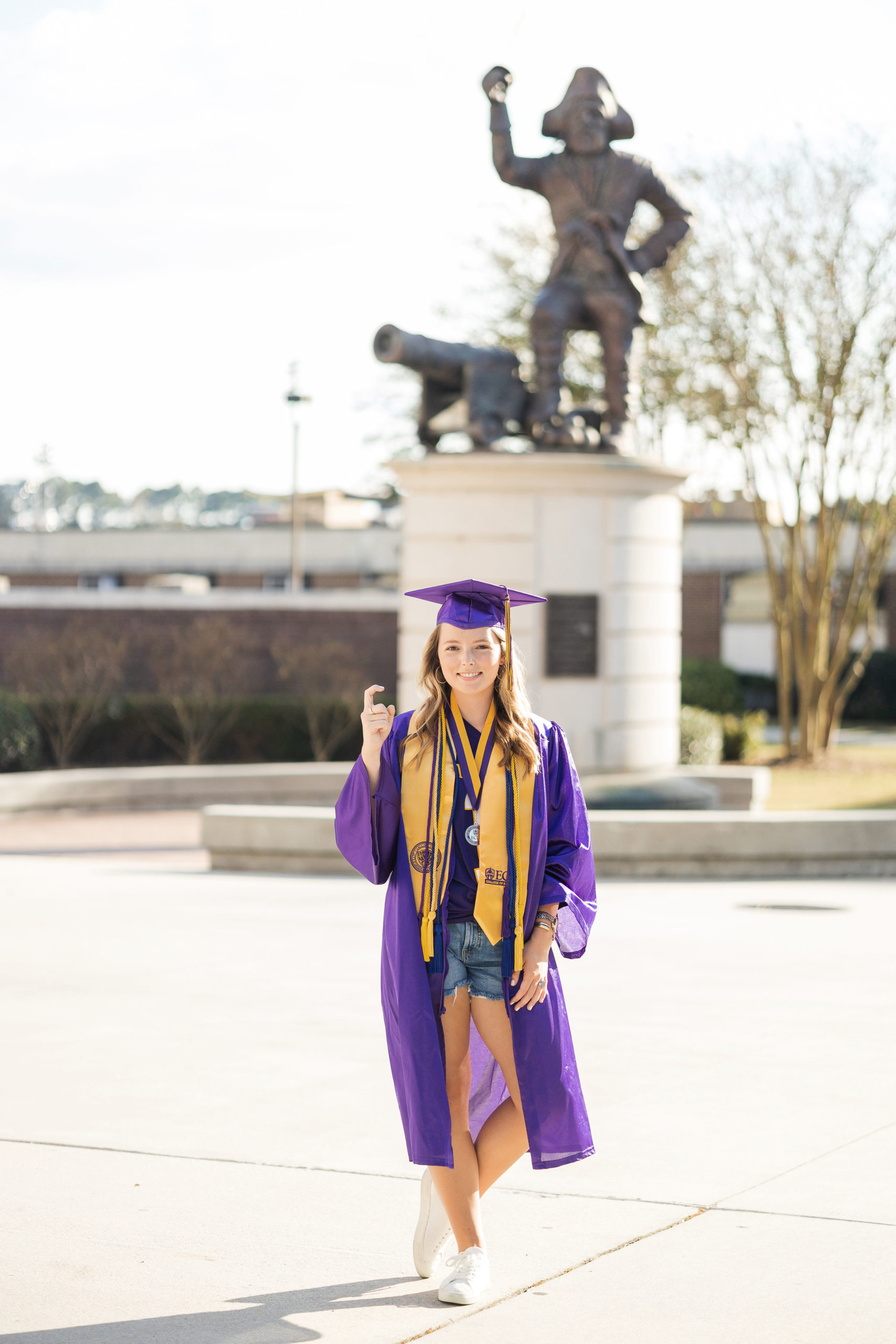 Sarah Hilts photography, senior photographer , nc senior photographer , east Carolina graduation , ECU cap & gown session , Graduation ECU , Cap & gown session, graduation day , Purple and gold , ECU pirates.