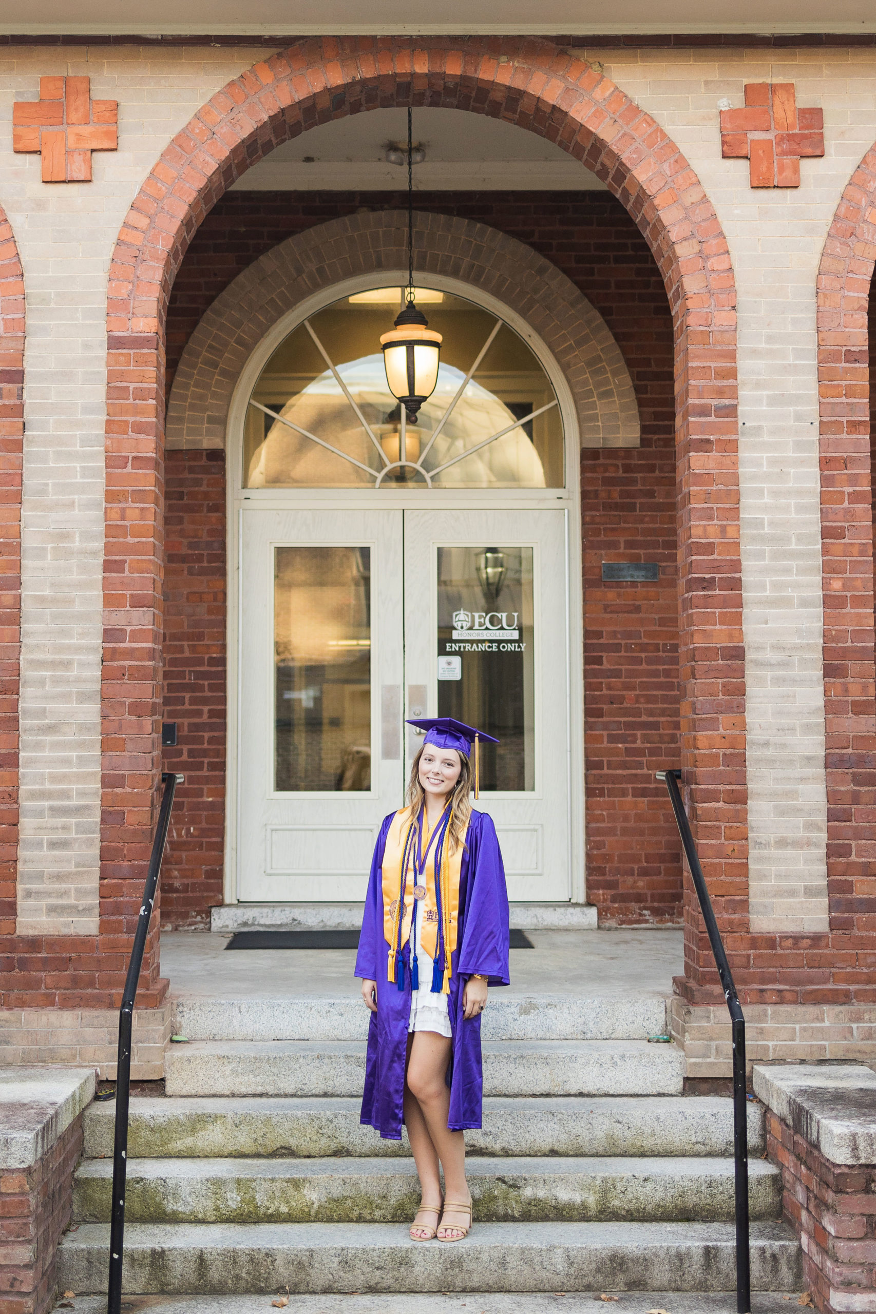 Sarah Hilts photography, senior photographer , nc senior photographer , east Carolina graduation , ECU cap & gown session , Graduation ECU , Cap & gown session, graduation day , Purple and gold , ECU pirates.