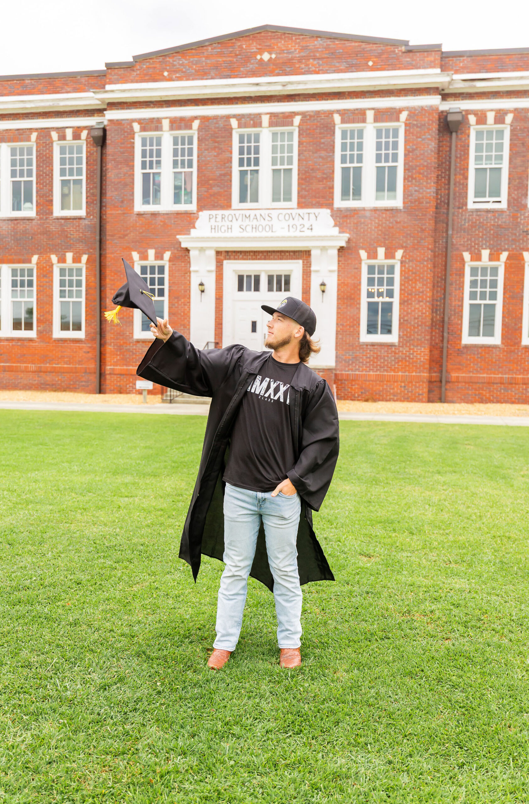 senior guy playing drums Perquimans High School NC