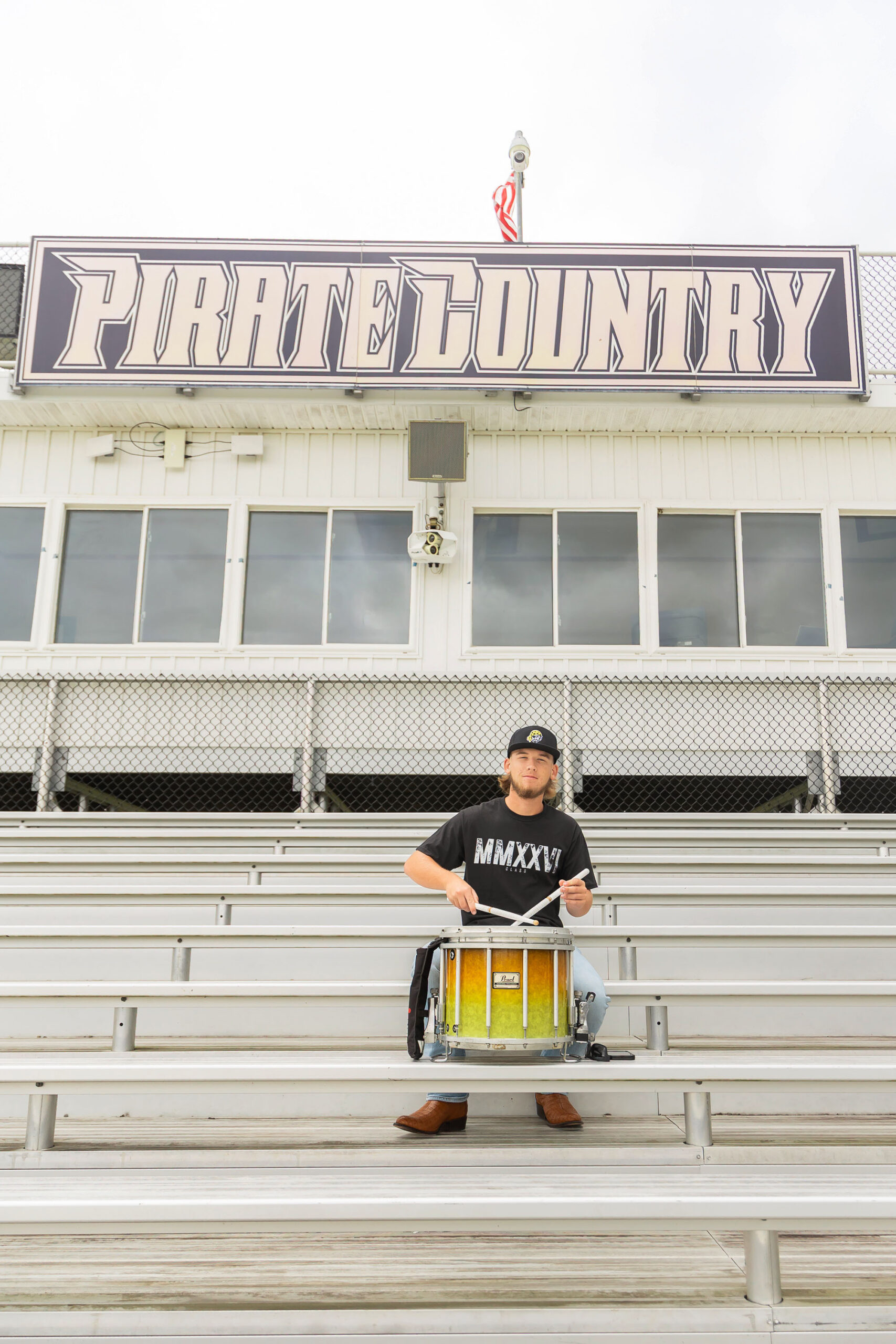 senior guy playing drums Perquimans High School NC