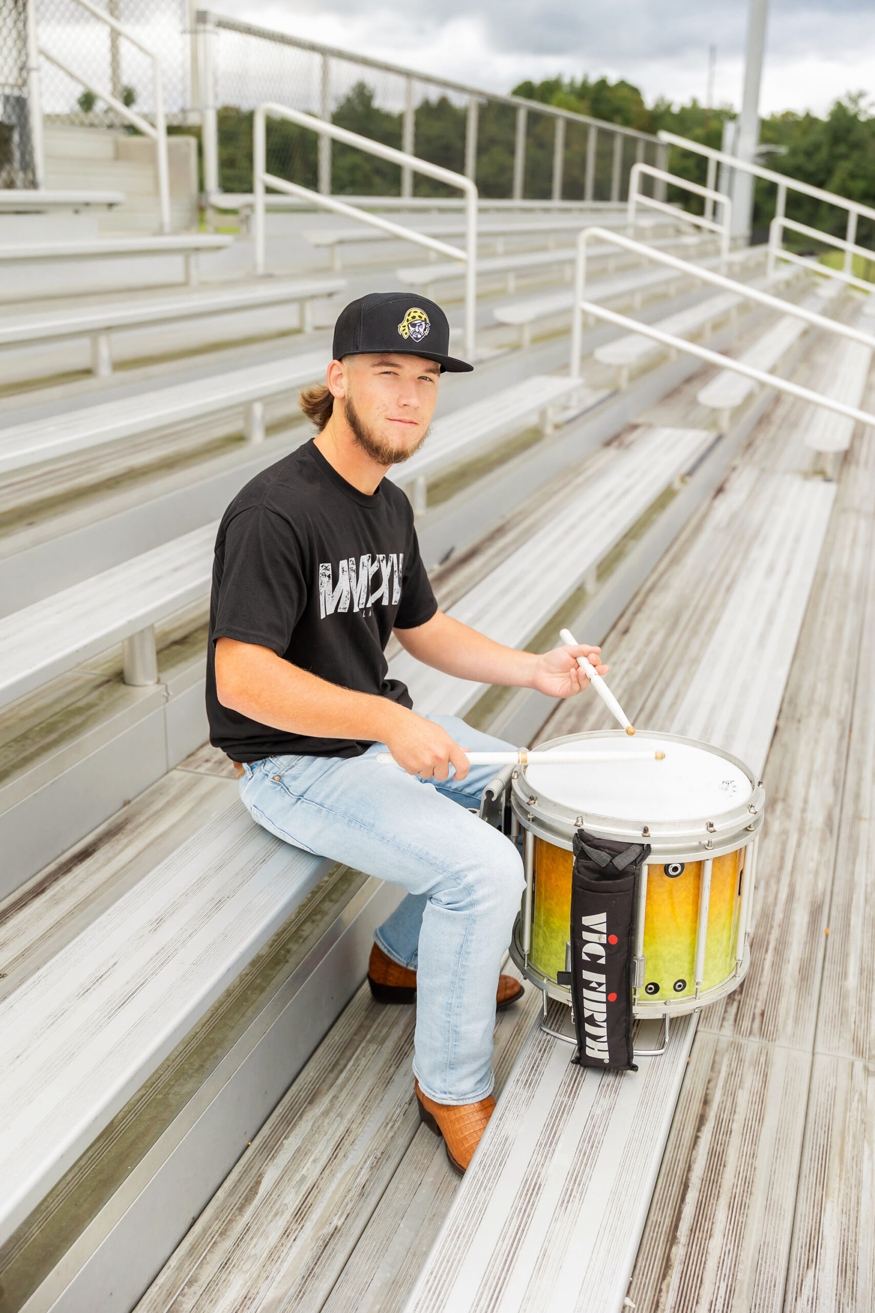 senior guy playing drums Perquimans High School NC