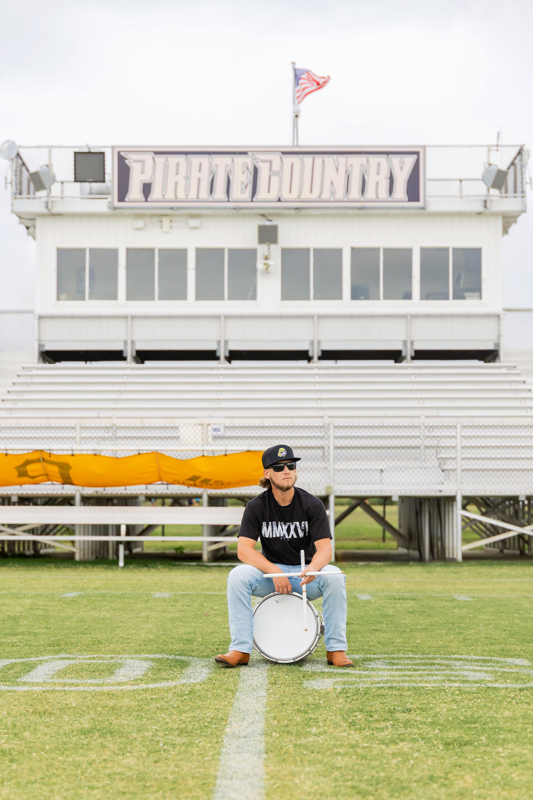senior guy playing drums Perquimans High School NC